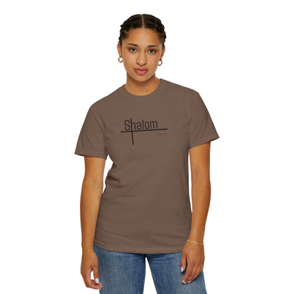 Garment-Dyed T-shirt with 'Shalom' Design - Casual Wear, Spiritual Apparel, Unisex Tee, Comfortable Everyday Shirt