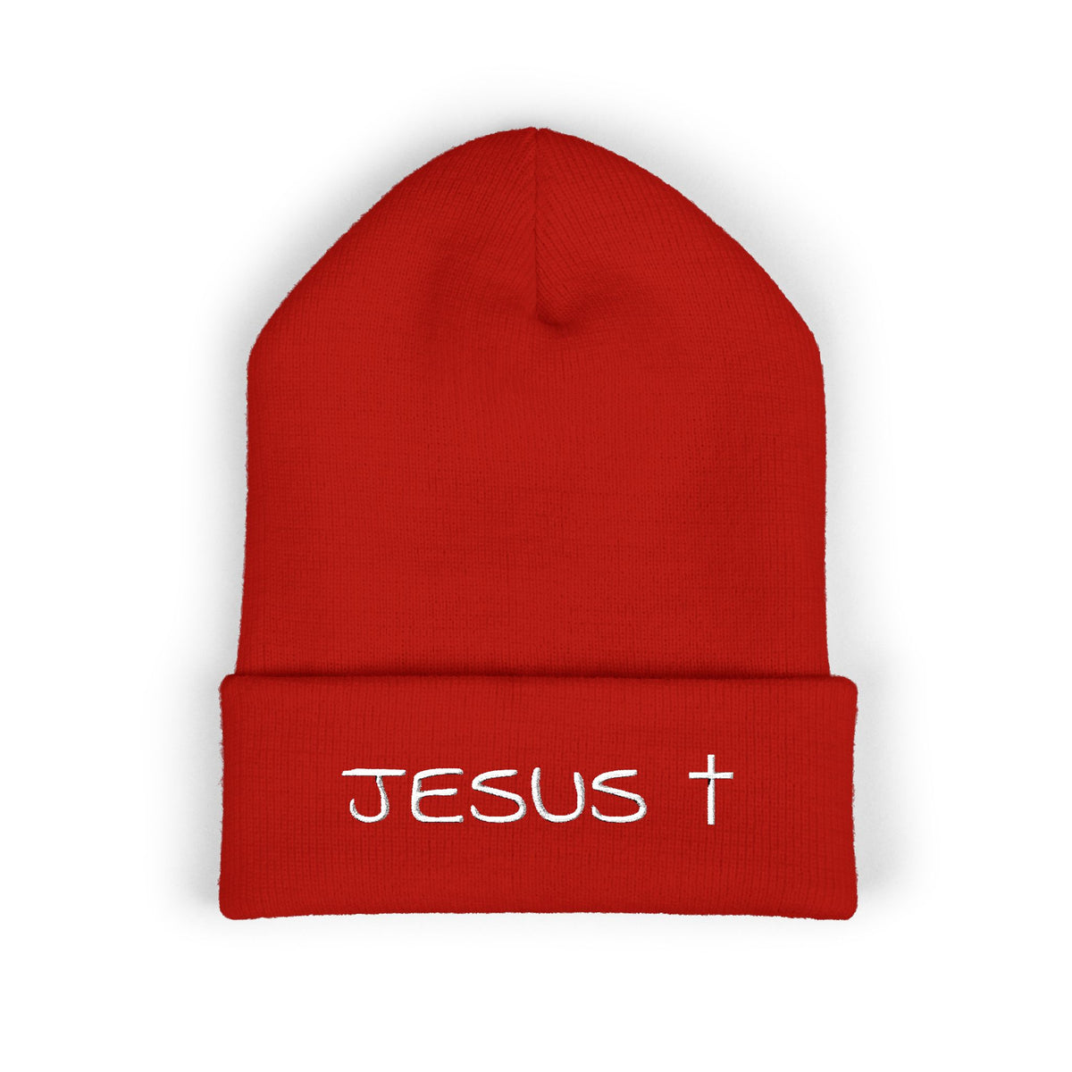 Jesus Embroidered Cuffed Beanie – Christian Faith Knit Hat
