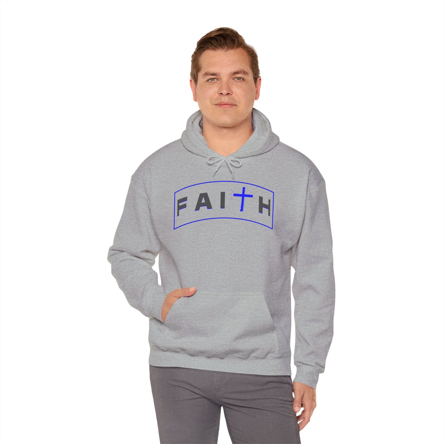 Blue Faith Cross Hoodie — Christian Faith Pullover for Men & Women
