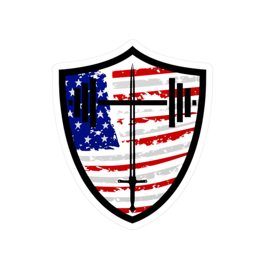 Bible & Barbell American Flag Logo Sticker — Kiss-Cut Vinyl Decal