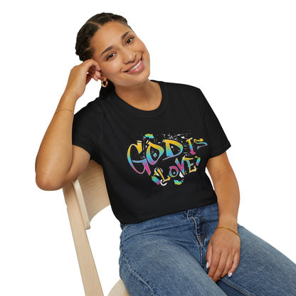 God Is Love T-Shirt — Colorful Graffiti Faith Tee