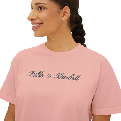 Remember, You Are: Bible & Barbell Women's Boxy Tee — Christian Cross Faith Graphic Shirt