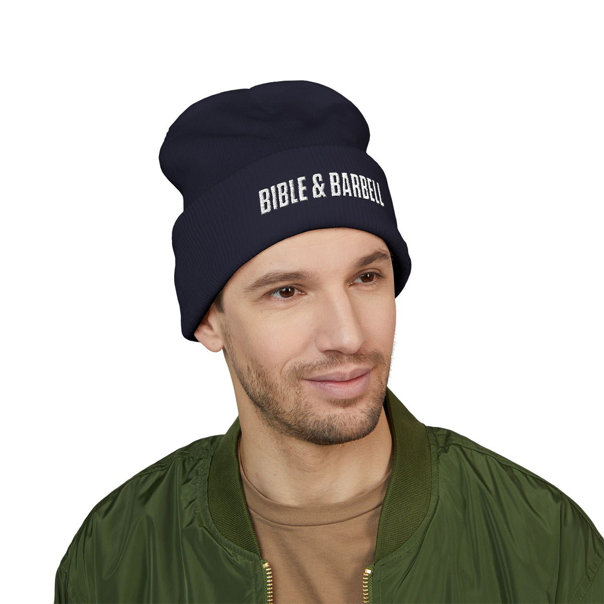 Bible & Barbell Embroidered Cuffed Beanie
