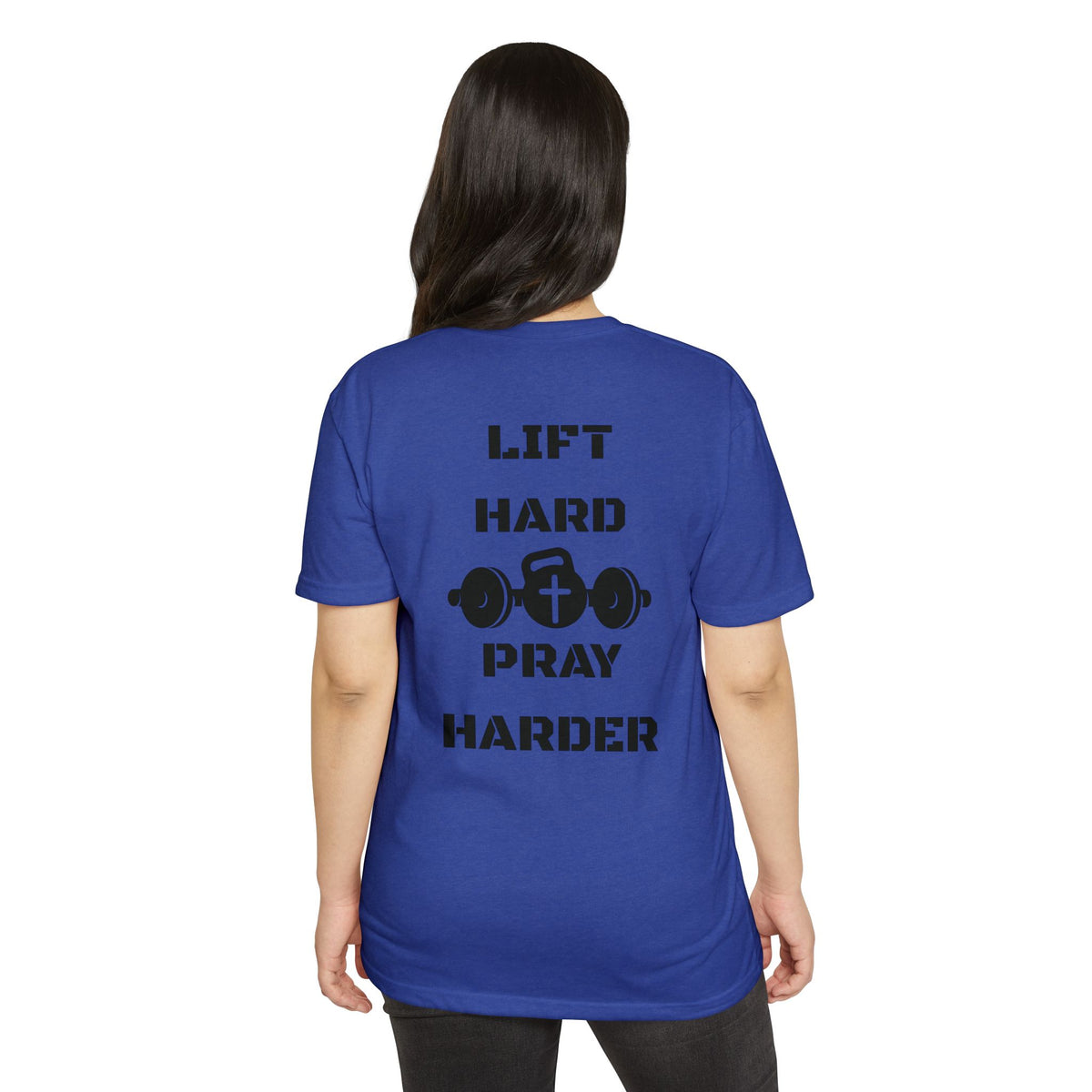 Christian Gym T-Shirt — "Lift Hard Pray Harder" Athletic Faith Tee