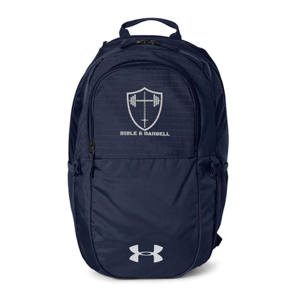 Bible & Barbell Embroidered Shield Logo Backpack — Under Armour All‑Sport Everyday Pack