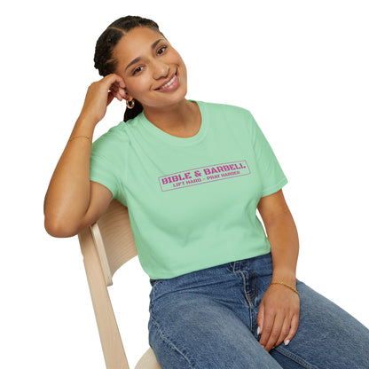 Bible & Barbell Pink Boxed Logo T-Shirt