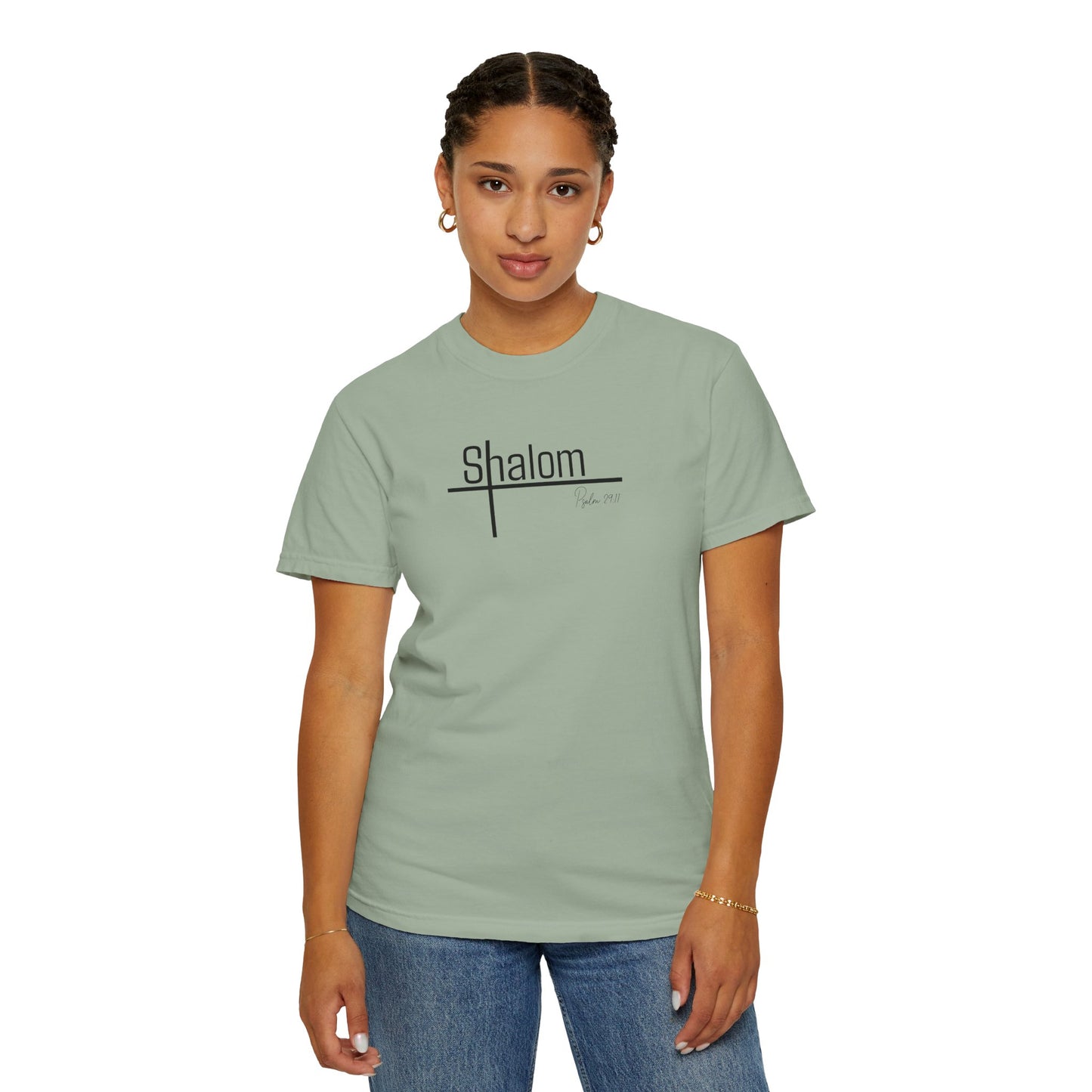 Garment-Dyed T-shirt with 'Shalom' Design