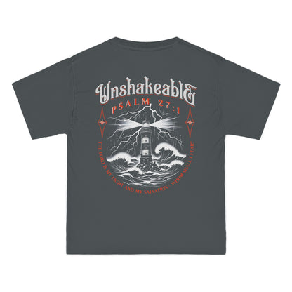 Unshakeable Psalm 27:1 Lighthouse T-Shirt — Christian Faith Graphic Tee