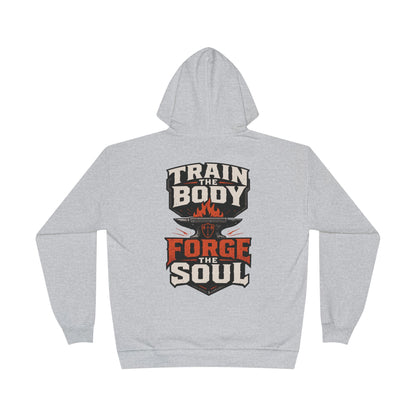 Train the Body Forge the Soul Hoodie — Bible & Barbell Fitness Pullover