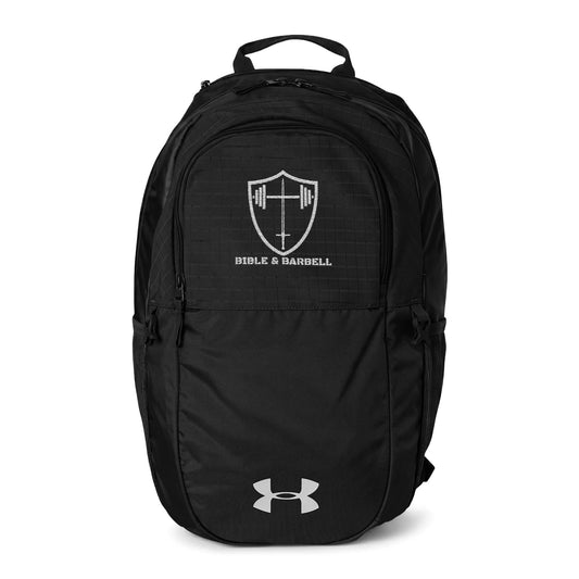 Bible & Barbell Embroidered Shield Logo Backpack — Under Armour All‑Sport Everyday Pack