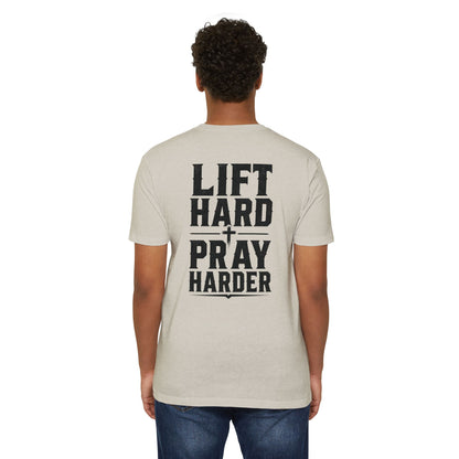Bible & Barbell T-Shirt — "Lift Hard Pray Harder" Christian Gym Tee