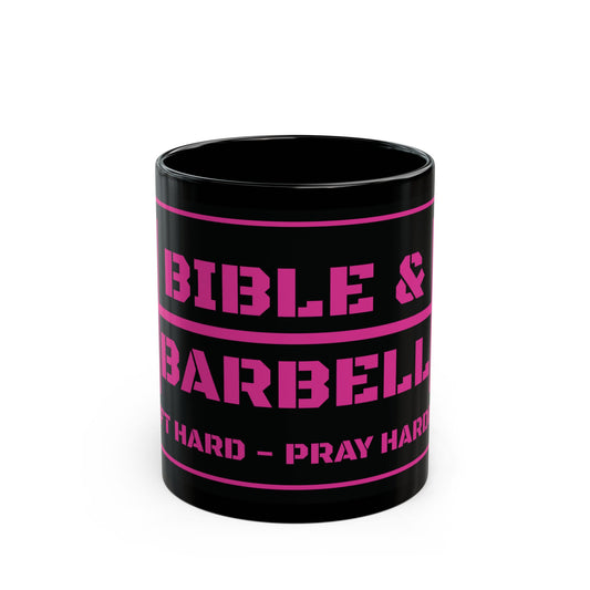 Bible & Barbell Black and Pink Mug
