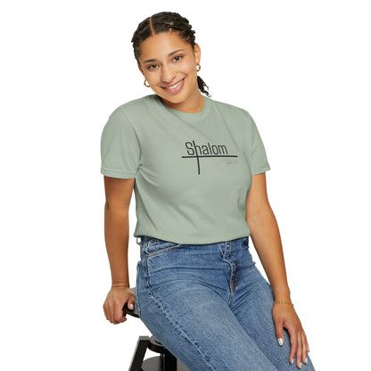 Garment-Dyed T-shirt with 'Shalom' Design