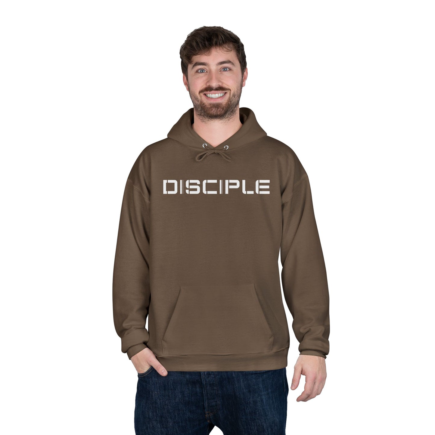"DISCIPLE" Pullover Hoodie — Minimalist White Font