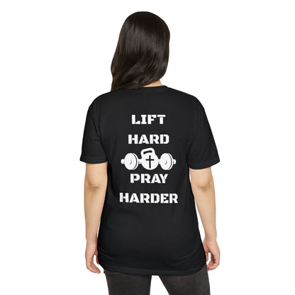 Christian Gym T-Shirt — "Lift Hard Pray Harder" Athletic Faith Tee