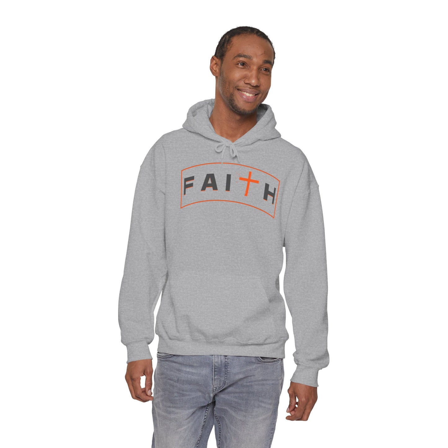 Orange Faith Cross Hoodie