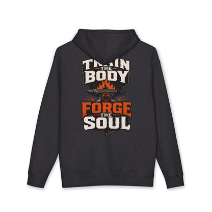 Train the Body - Forge the Soul Hoodie – Faith & Fitness Motivational Pullover