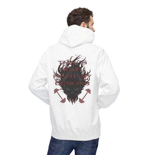 Bible & Barbell "This is how I Fight My Demons" Hoodie — Christian Gym Faith Workout Pullover