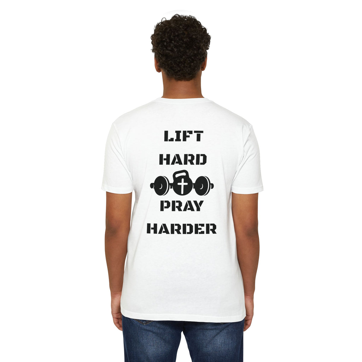Christian Gym T-Shirt — "Lift Hard Pray Harder" Athletic Faith Tee