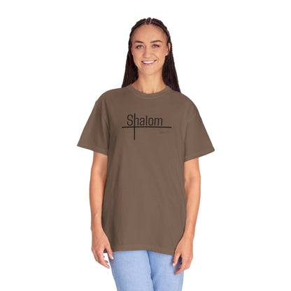 Garment-Dyed T-shirt with 'Shalom' Design - Casual Wear, Spiritual Apparel, Unisex Tee, Comfortable Everyday Shirt