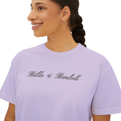 Remember, You Are: Bible & Barbell Women's Boxy Tee — Christian Cross Faith Graphic Shirt