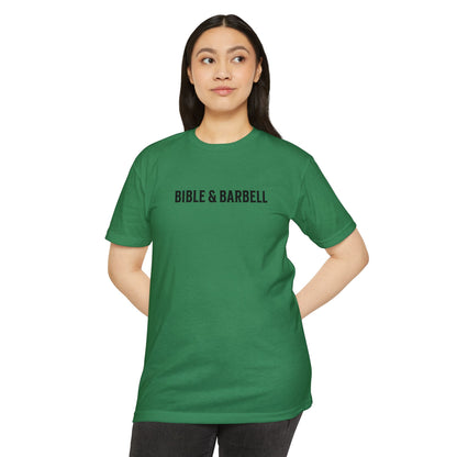 Bible & Barbell T-Shirt — "Lift Hard Pray Harder" Christian Gym Tee