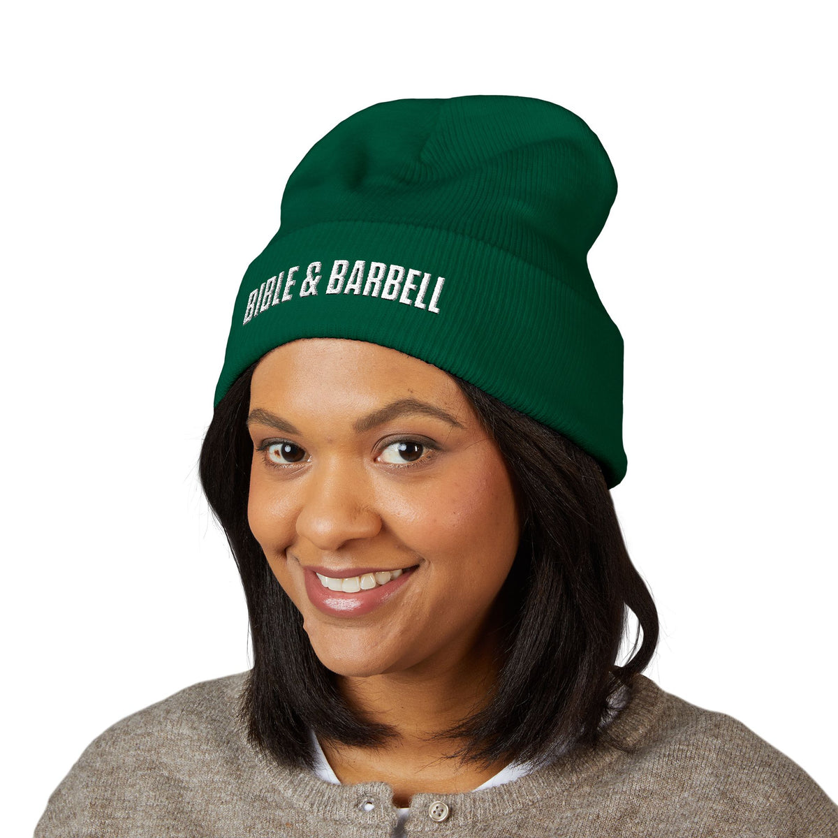 Bible & Barbell Embroidered Cuffed Beanie