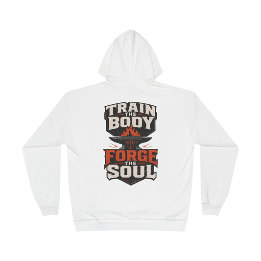 Train the Body Forge the Soul Hoodie — Bible & Barbell Fitness Pullover