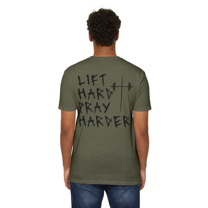 Lift Hard Pray Harder Unisex T-Shirt, Motivational Gym Tee