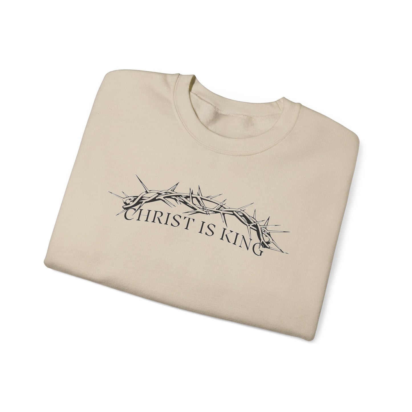 "Christ Is King" Crown of Thorns Christian Pullover Crewneck Sweatshirt