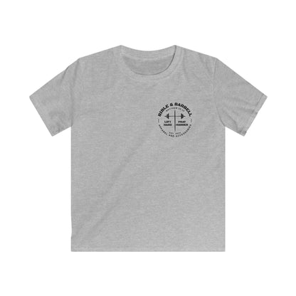 Kids Fitness Tee, Inspirational T-Shirt, Gym Kids Apparel, Motivational Youth Shirt, Great for Active Kids, Bible and Barbell Shirt
