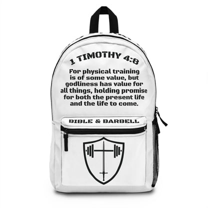 Bible & Barbell - 1 Timothy 4:8 Gym Backpack
