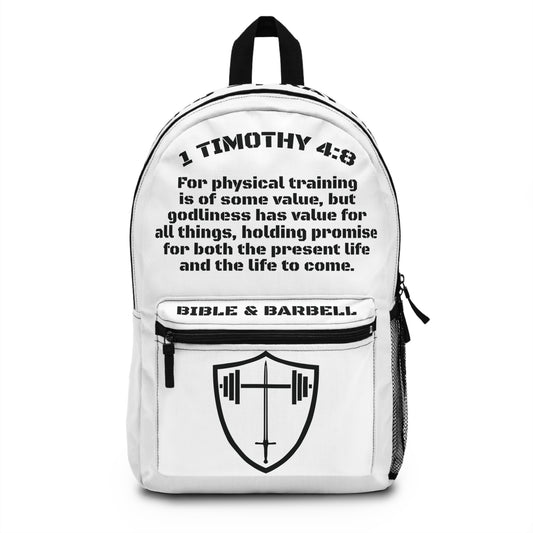 Bible & Barbell - 1 Timothy 4:8 Gym Backpack