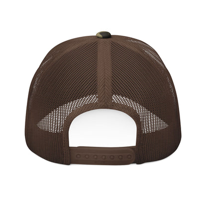 Bible & Barbell Logo Camouflage Trucker Hat — Embroidered Shield Logo Camouflage Cap