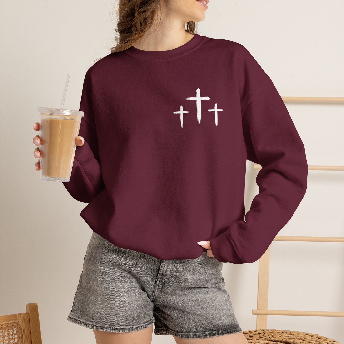 Faith Over Fear Crewneck Sweatshirt — Faith Christian Cross Pullover