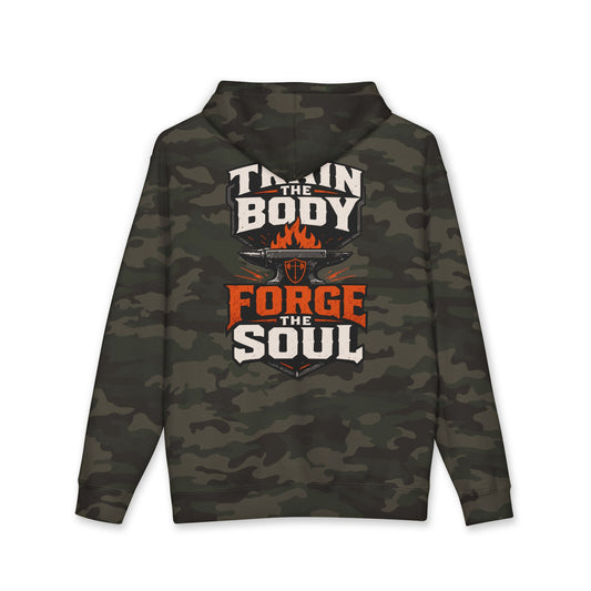 Train the Body - Forge the Soul Hoodie – Faith & Fitness Motivational Pullover