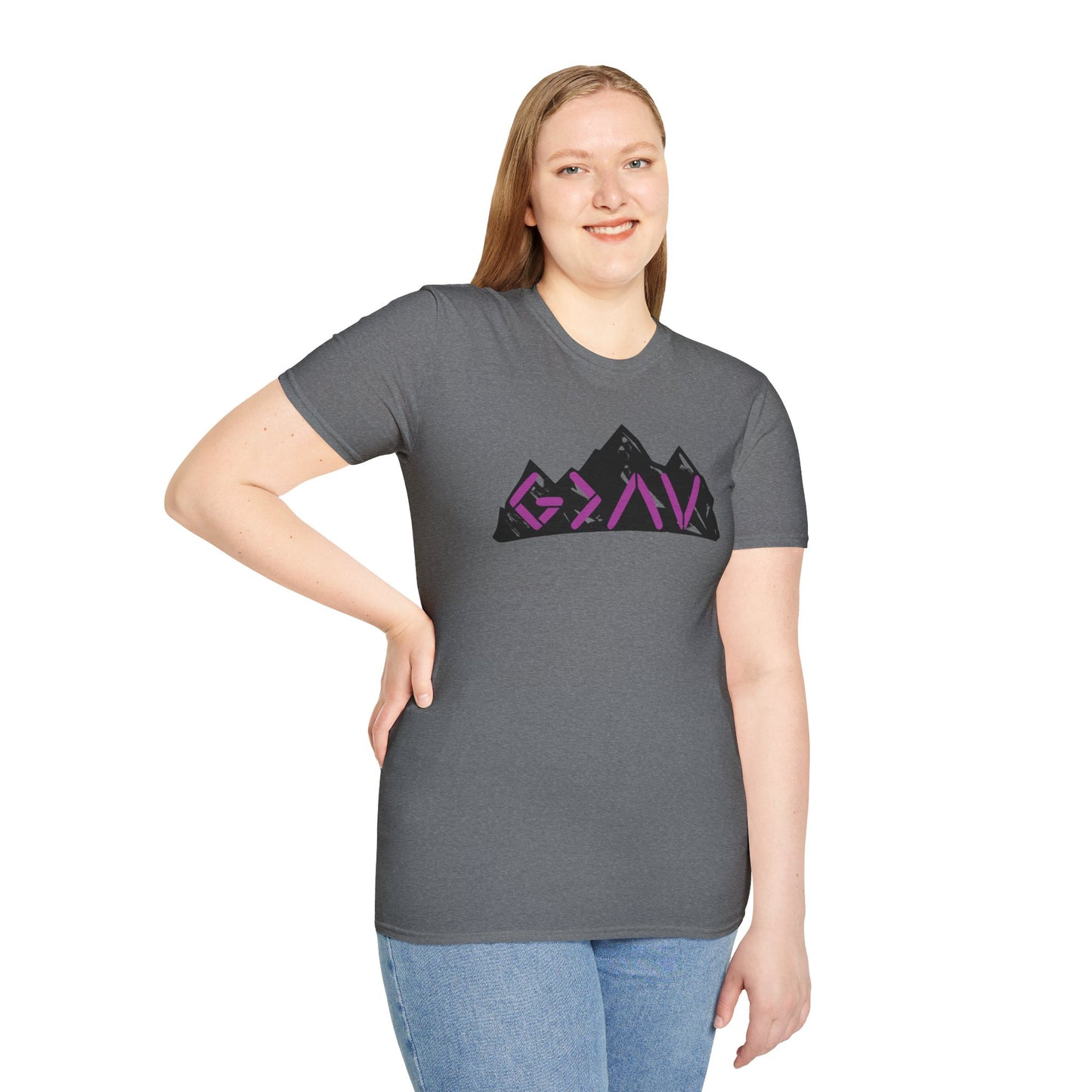 God Is Greater Mountain Vibes Unisex Softstyle T-Shirt