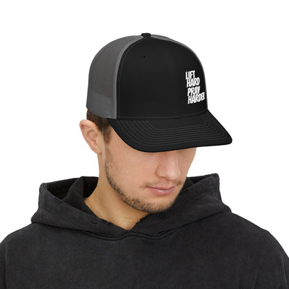 LIFT HARD PRAY HARDER Snapback Trucker Cap