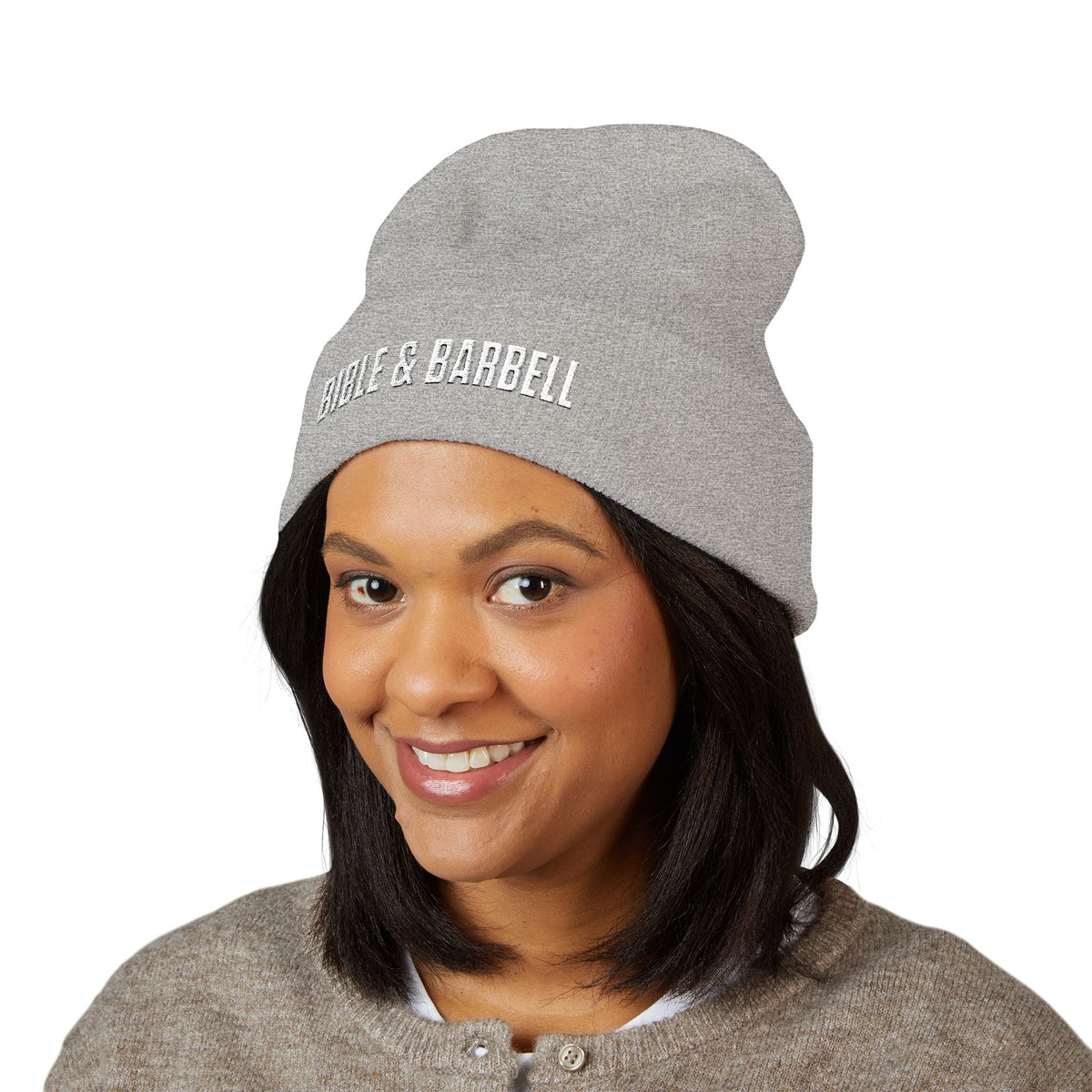 Bible & Barbell Embroidered Cuffed Beanie