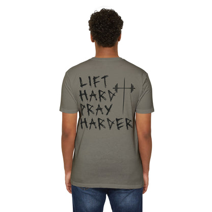 Lift Hard Pray Harder Unisex T-Shirt, Motivational Gym Tee
